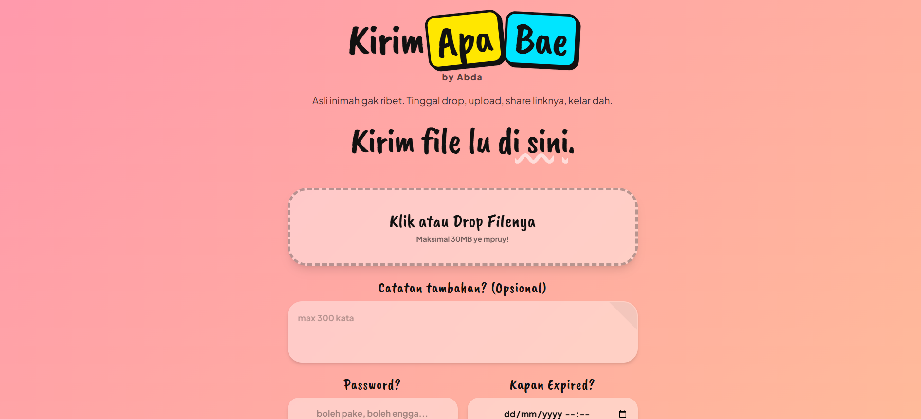 KirimApaBae Home Page
